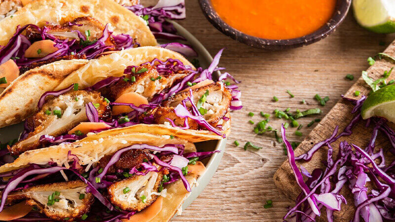 Vegaaniset Kukkakaalibirria-Tacot